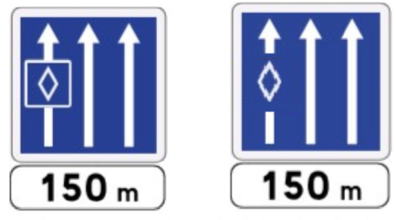 Signalisation statique pre-signalisation de voie reservee a certains types de vehicules